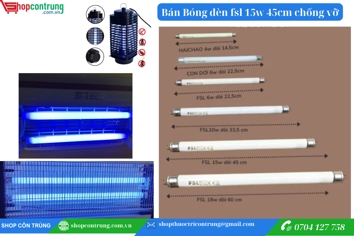 Bán Bóng đèn bắt muỗi fsl 15w 45cm chống vỡ