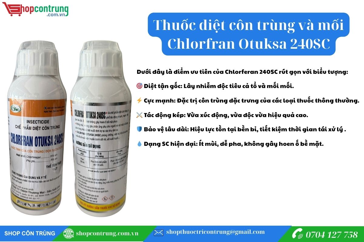 Thuốc diệt côn trùng và mối Chlorfran Otuksa 240SC